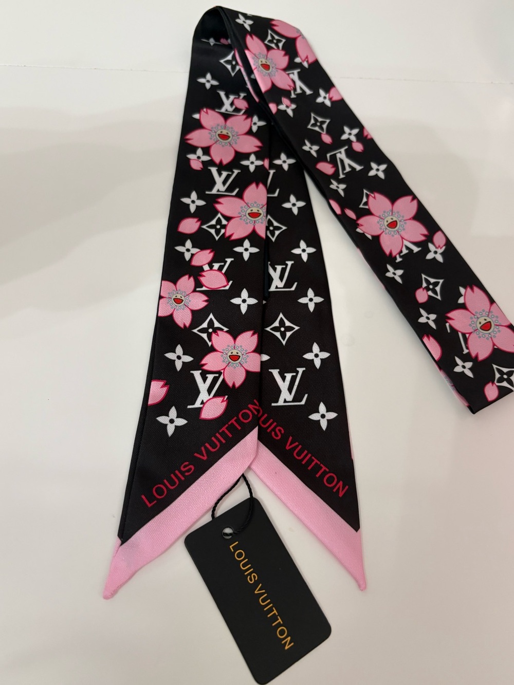 Designer Inspired Pink Floral Silk Bandeau Scarf 🌸💕